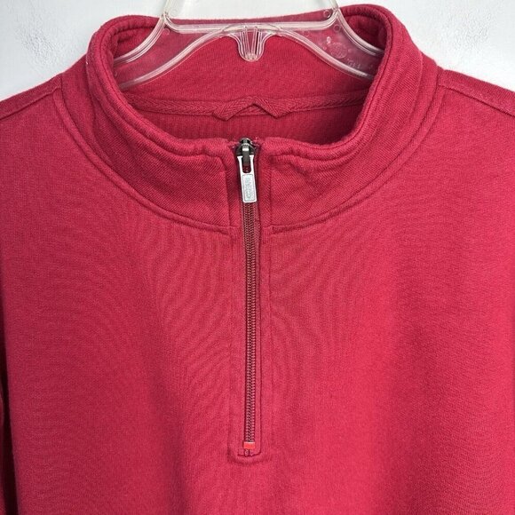 LL Bean Sweatshirt Men's XL‎ Regular Red Mock Neck Quarter Zip Long Sleeve - Picture 3 of 8